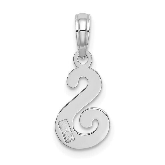 10K White Gold Polished S Script Initial Charm - Picture 4 of 9